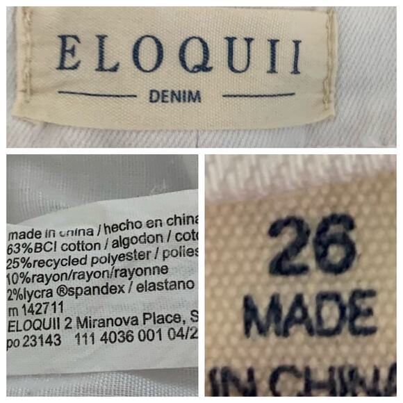 Eloquii Denim Women's High Rise White Raw Flare Crop Hem Jeans Size 26 Plus - Picture 6 of 7